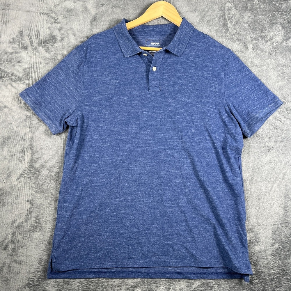 Sonoma Goods For Life Polo Shirt Mens XL Heathered Blue Performance Golf Tennis